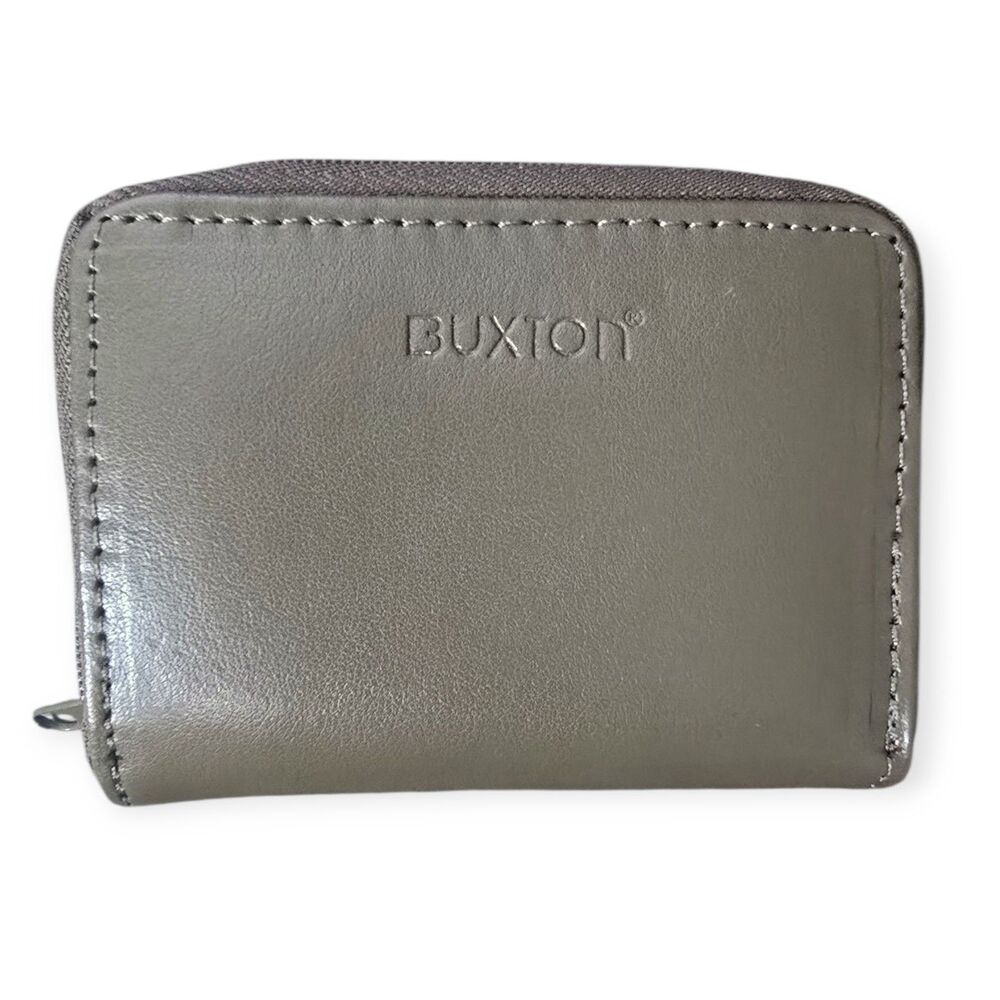 NEW Buxton Brown Leather Unisex Wallet Double Zipper Credit Card Coin Accordion
